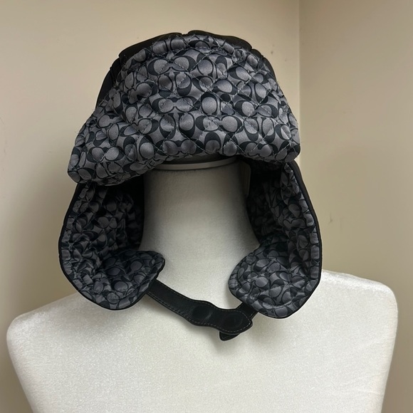 Coach Black and Gray Trapper Hat with Ear Flaps - Picture 1 of 5